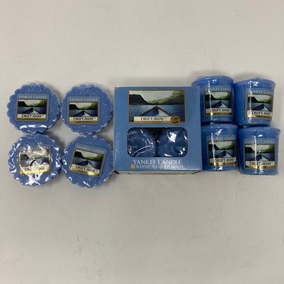Yankee Candle Drift Away Tea Lights, Votive Candles, and Melts Lot Assortment - Picture 1 of 6
